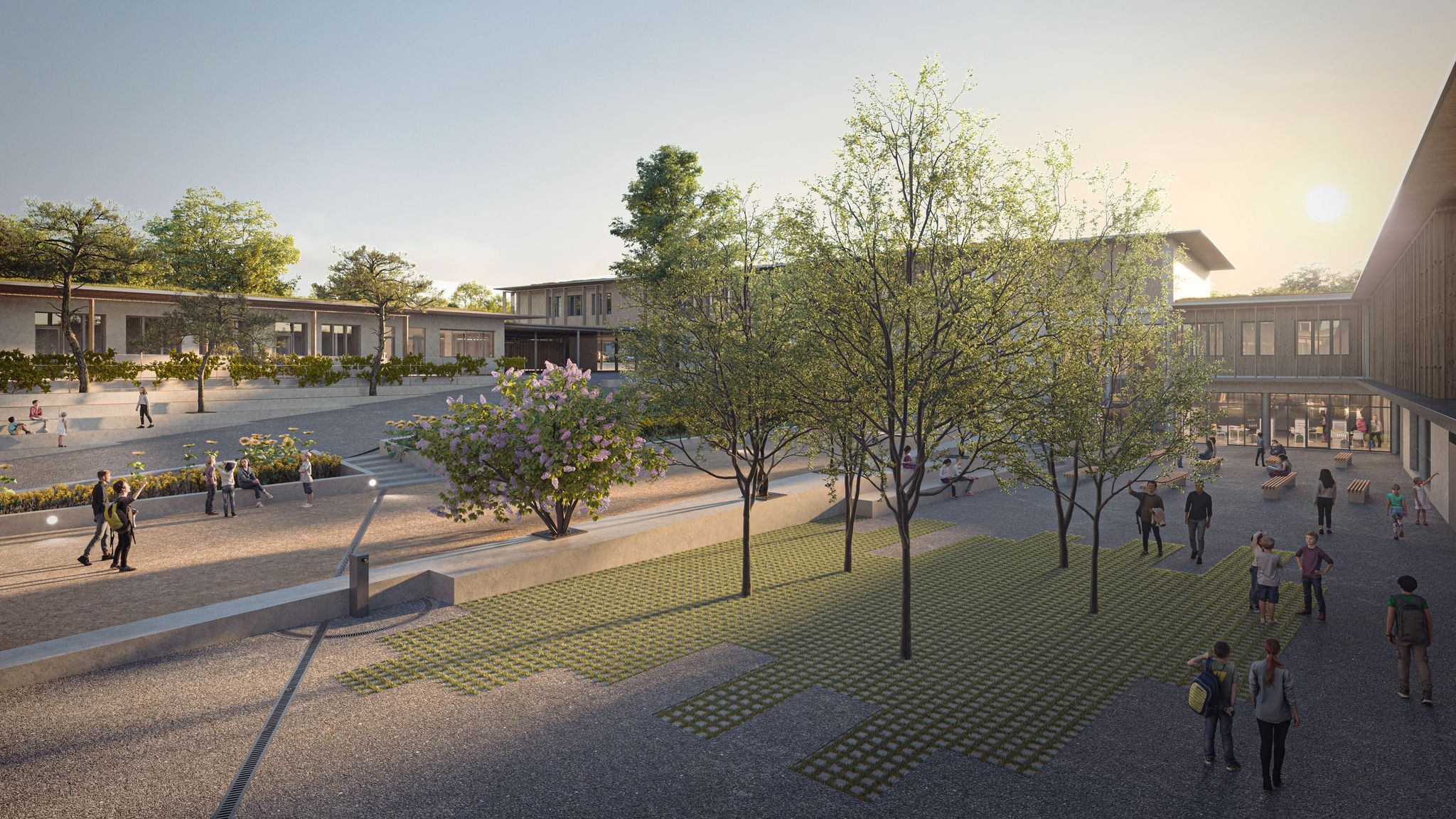 Perspective extérieure pour le projet de Collège Fargues-Saint-Hilaire