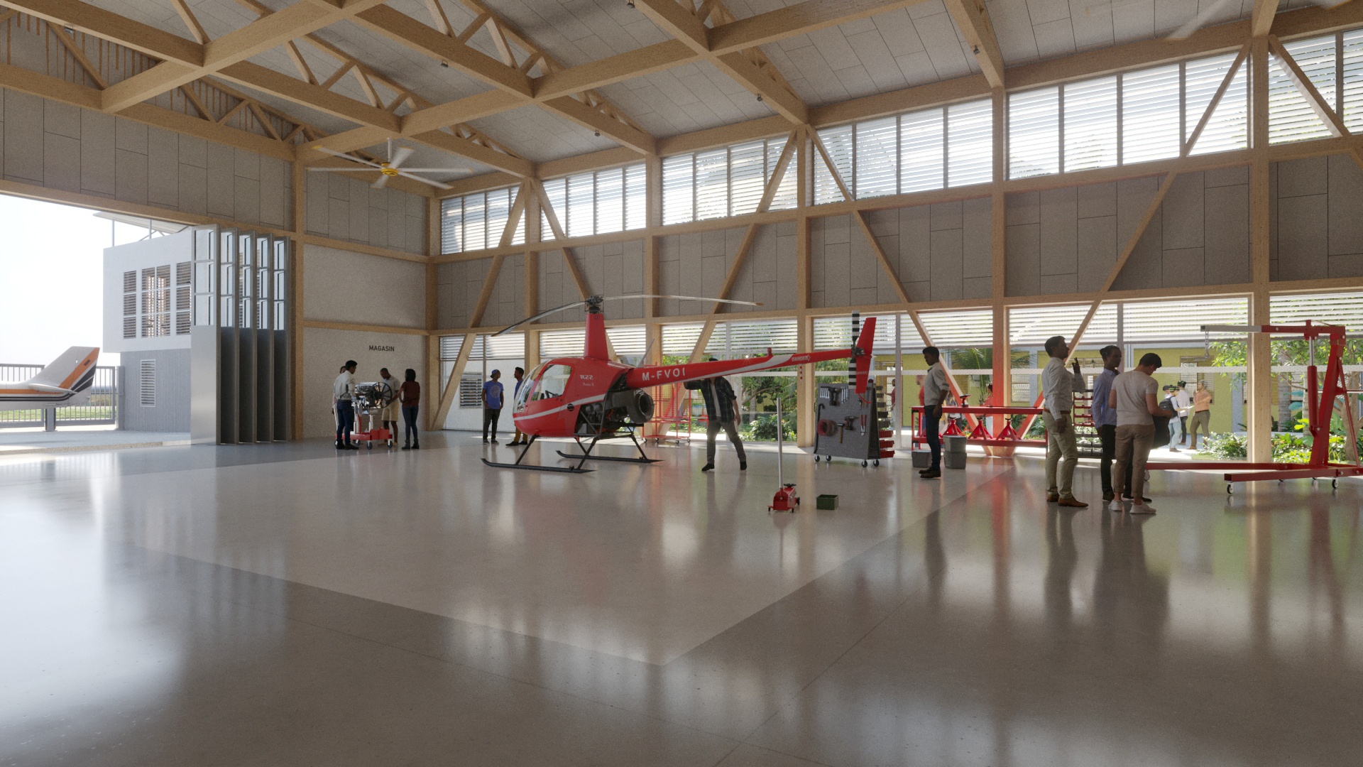 Capture du film séduction vue d'un atelier pour le projet du Pôle Aéronautique de Pamandzi