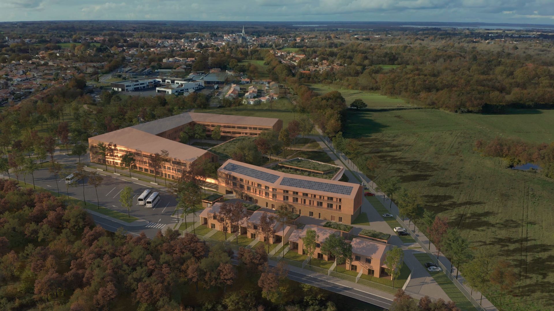 Capture du film séduction vue aérienne pour le projet du Lycée Polyvalent de Saint-Philibert-de-Grand-Lieu
