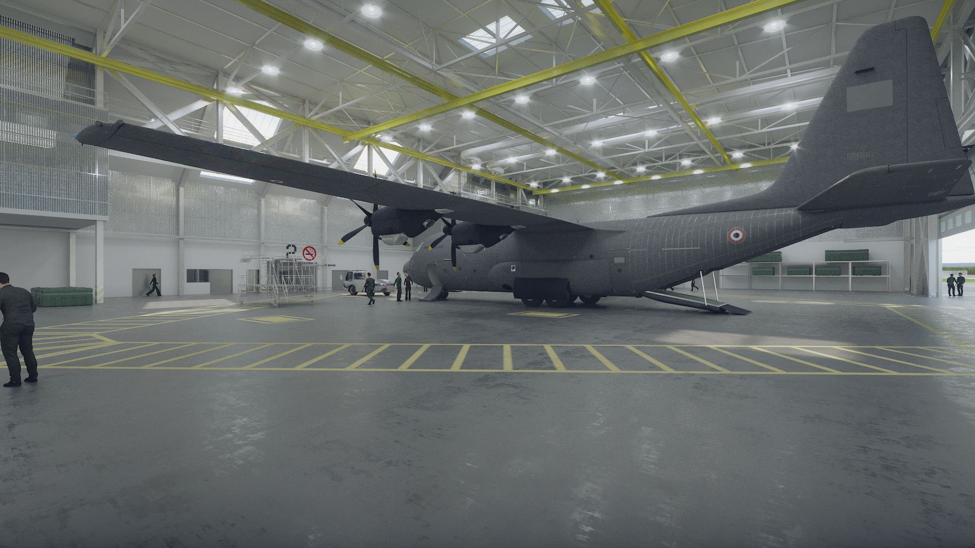 Capture du film vue depuis le hangar à avion pour le projet Base aérienne BA 105